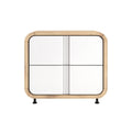 Modern Minimalist White Cabinet with Wood Accents
