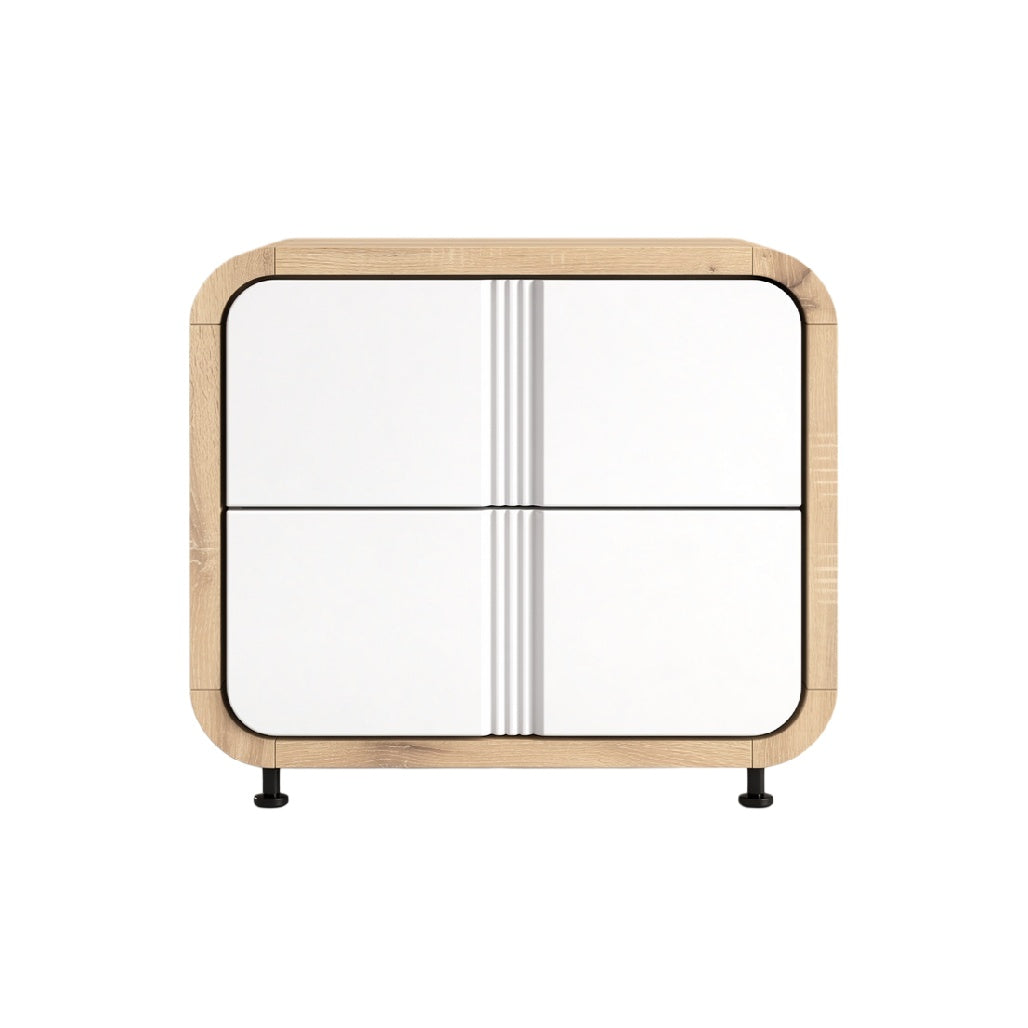 Modern Minimalist White Cabinet with Wood Accents