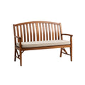 Modern Wooden Bench with Cushioned Seat and Sleek Slatted Design